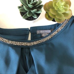 2/$15 - Flowy dark teal blouse with a sparkly trim